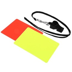 1 Set Reusable PVC Soccer Referee Cards and Whistle Portable Kit Assorted Colors