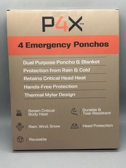 4 Pack PREPARED4X Ready for Anything Emergency Poncho + Blanket, Mylar Green