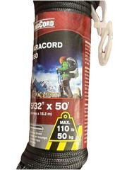 KingCord Paracord 550 Diamond Braid Black 5/32″ x 50 ft 110 lb Strength New