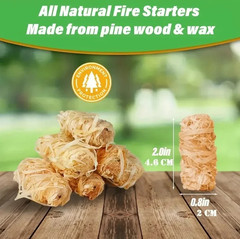 60pcs Natural Fire Starter Wax Wood Sticks – Fireplace, BBQ, Stove & Chimney Use