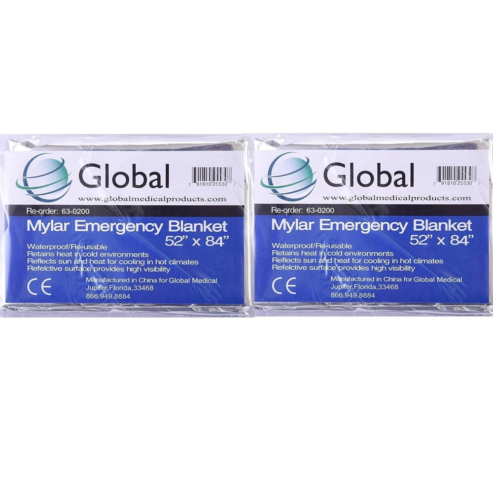 2 PACK • Extra Large 82″x 54 Emergency Solar Mylar Blanket Survival Safety