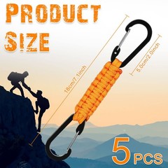 5 Pcs Heavy Duty Paracord Keychain Carabiner Clip Braided Lanyard Key Chain