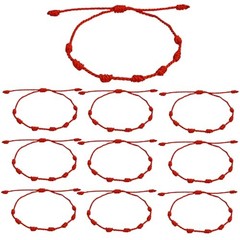 Red String Bracelets 7 Knot Red Rope Cord Adjustable Handmade String Luck 10Pcs