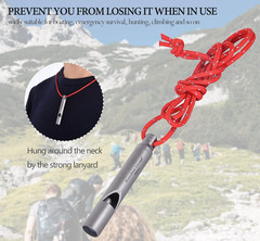 Loudest Titanium Emergency Whistle with Lanyard for Camping Hiking Sports Tranin