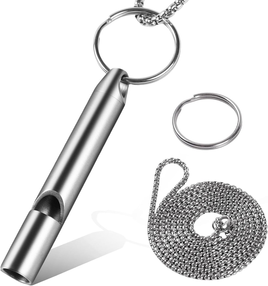 Titanium Emergency Whistle, Gray, 2 Inches Length, 120db Loud Safety Whistle