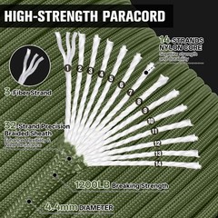 1200lb Paracord Rope – 4.4mm 14 Strand Nylon Parachute Spool para Cord Lanyar…