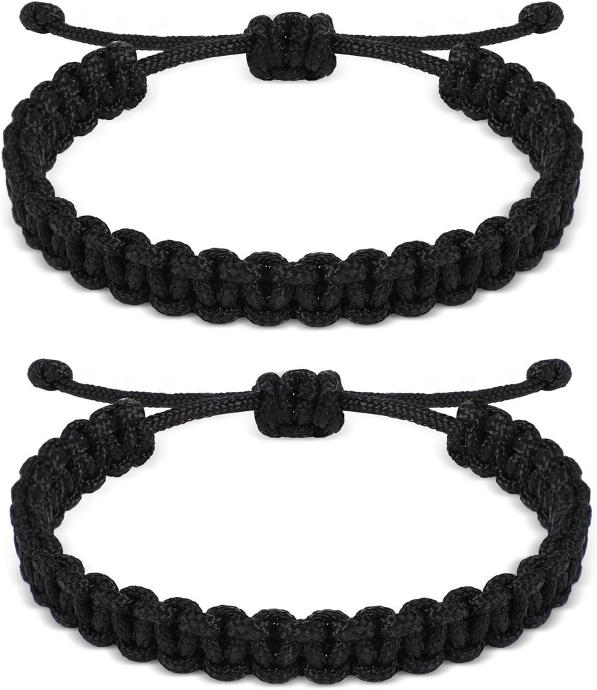 2 Pcs Paracord Bracelet for Men Boys, Adjustable Paracord Survival Tactical Brac