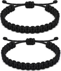 2 Pcs Paracord Bracelet for Men Boys, Adjustable Paracord Survival Tactical Brac