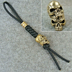 Handmade 550 Paracord Knife Lanyard With Brass Skull Bead / Knife Lanyard Bead