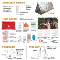 Survival Kit, 265 Pcs, First Aid Kit, Bug Out Bag, Hiking Gear Essentials, Em…
