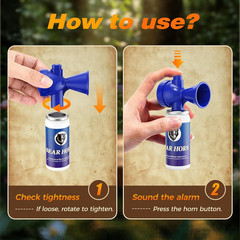 2 Pack Bear Horn, 122Db Loud Bear Horns to Scare Bear, Handheld Air Horn with Ea