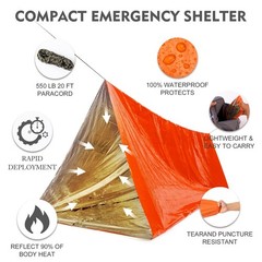Emergency Survival Tent Shelter 2 Person Mylar Emergency Tube Tent Survival Kit