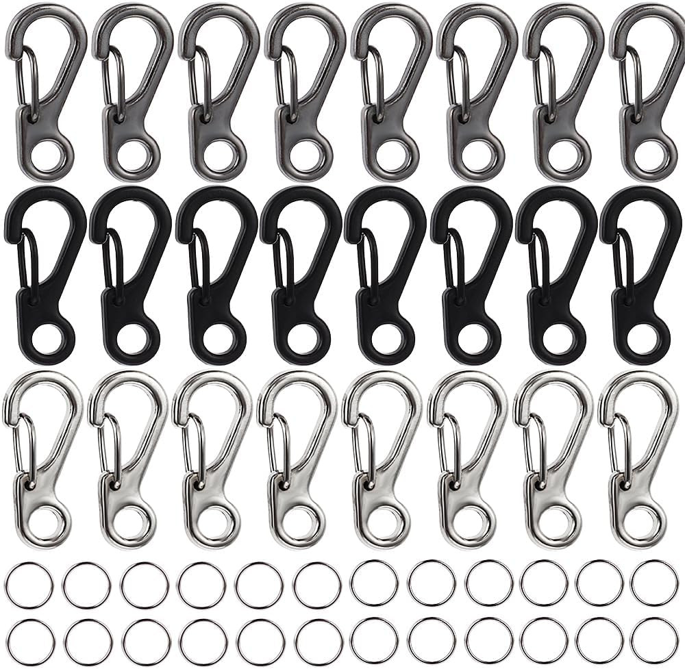 48 Pcs Small Keychain Clips Mini Carabiner Clips for Paracord Camping Keychain