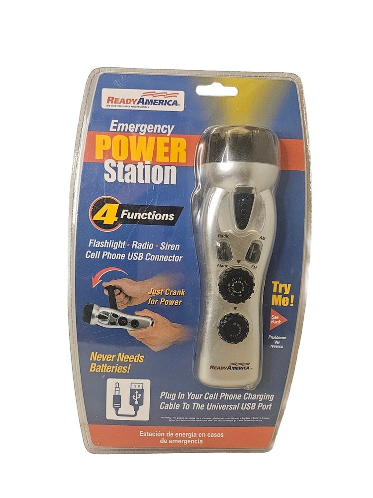 Ready America Emergency Power Station Flashlight Radio Siren Phone Charger NEW