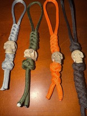 4pk Paracord Combo Knife Lanyard Neon orange, Grey, Green Black with Skull