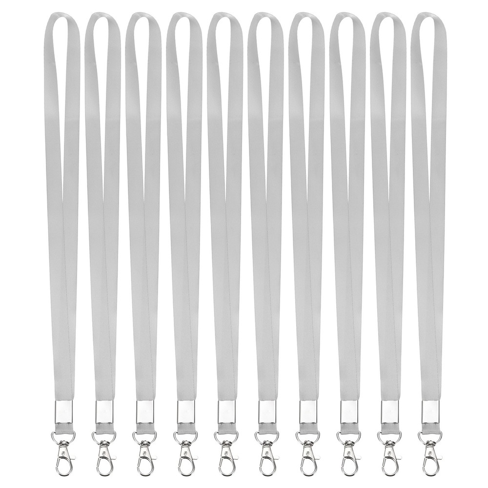 10Pcs 16.9″ Polyester Flat Lanyard with Lobster Clasp for Keys, Gray