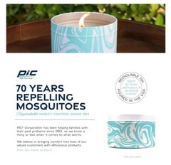🕯️ ⭐ PIC Mosquito Repellent Candle — Summer Scent • 7ft Radius