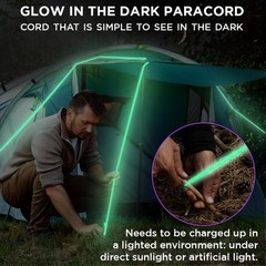 TECEUM Paracord Type III 550 Green – Glow in 100 Ft, – the Dark