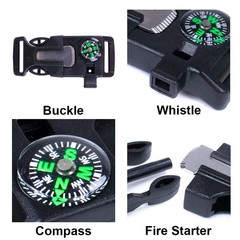 Whistle Buckle with Flint Scraper Compass for Outdoor Camping Hiking Paracord…