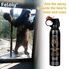 Feloiy 30 Feet BEAR Deterrent Repellent Spray 11 oz GLOW CAP CAMPING HIKING
