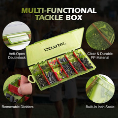 Goture 215pcs Fishing Tackle Kit with Ultra-Slim Organizer Box, Green