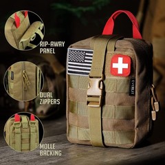 EVERLIT 250 Pieces Survival First Aid Kit IFAK EMT Molle Pouch Camo