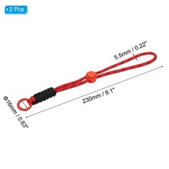 2 Pcs Paracord Lanyard Keychain with Spring Ring Wavy Design Red Black