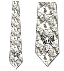 Three Rooker Camo Ties Mens Deer Hunting Winter Camouflage Necktie