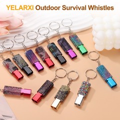 Bling Whistle, 2 Pcs&3colors/Multicolor Rhinestone/ Silver&Black Whistle