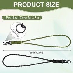 Paracord Lanyard, 4Pcs & Black/Army Green Fit for (Keys Whistle)