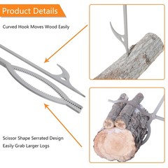 40″ Fire Tongs Firewood Grabbers and Fire Poker Set, Stainless Steel Large Lo…