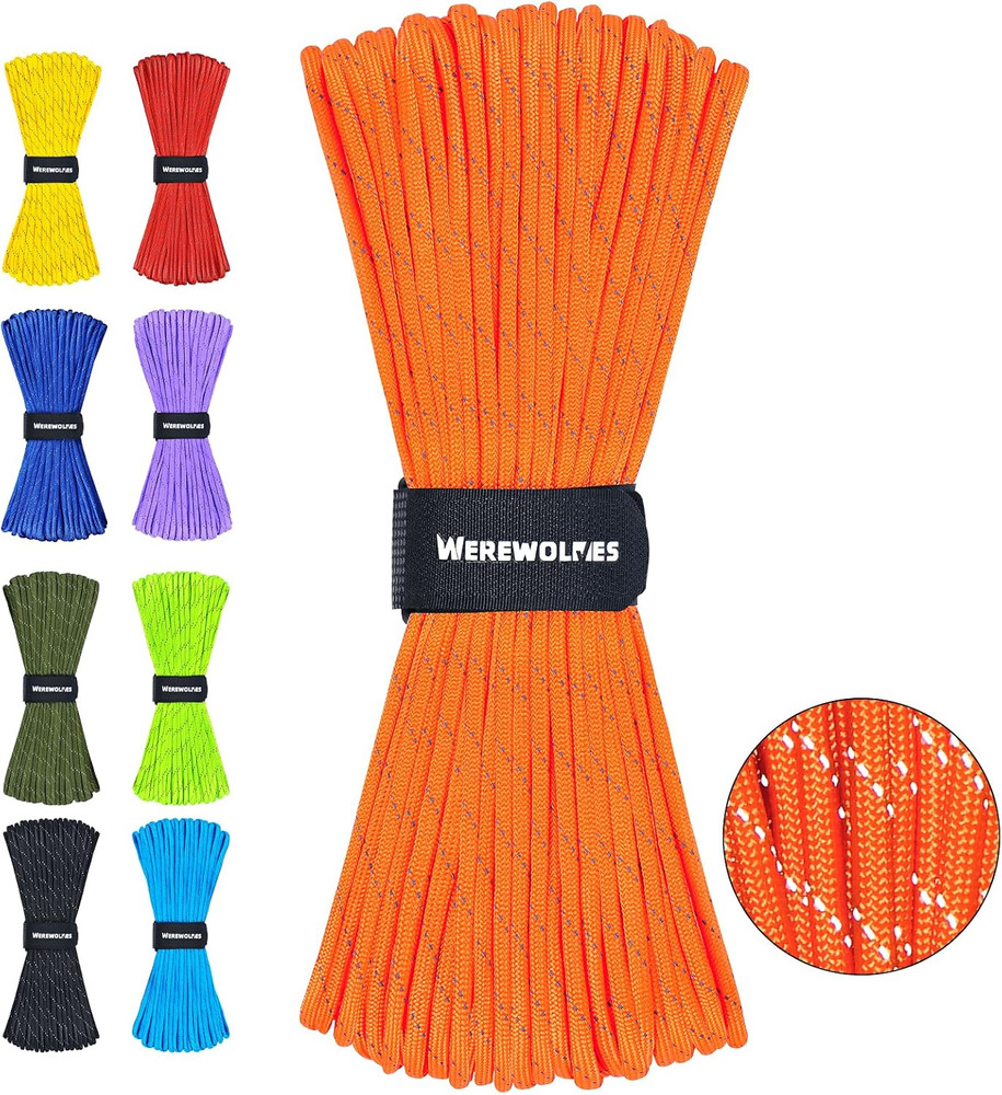 Reflective Paracord Rope Strand Type III Parachute Cord 4Mm 100Ft / 200Ft for T