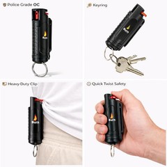 BURN Keychain Pepper spray Self Defense – 1 Pack .50oz Black