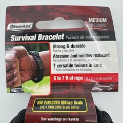 Set of 2 SecureLine Survival Bracelet 550 Paracord Military Grade Black Medium