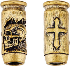2Pcs Brass Paracord Beads Bulk Knife Lanyard Beads Skull Cross EDC Charm Bead An