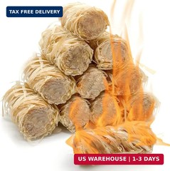 Ember Echo Natural Wood Wax Roll,Wood Wool Firelighter, 40pcs Fire Starter- Wate