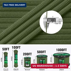 Paracord Rope 750 lb – 1000ft / 500ft / 200ft / 100ft 5/32″ Parachute Cord 4MM 1