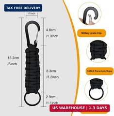 2 Pcs Heavy Duty Braided 550 Paracord Lanyard Keychain Set, Parachute Rope Neckl