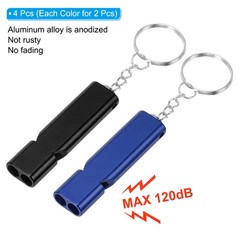 Emergency Whistle, 4pcs Safety Survival Whistle for Hiking, Black, Blue