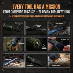 Tactical Hiking Stick with Integrated Survival Kit – Essential Camping Gear for