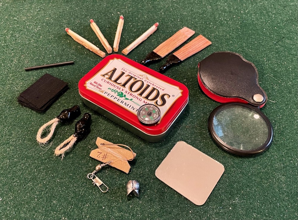 Survival Fire Starter Kit in Altoid Can with Genuine Leather Pouch