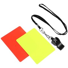 1 Set Reusable PVC Soccer Referee Cards and Whistle Portable Kit Assorted Colors