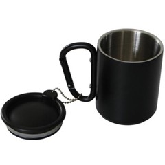 Outdoor Insulated Mug with Carabiner Handle & Lids Portable Compact Camping Cup