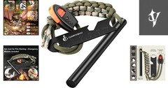 HUGE 5 x 1/2″ FERRO ROD Fire Starter Survival Striker Flint + Emergency Paracord