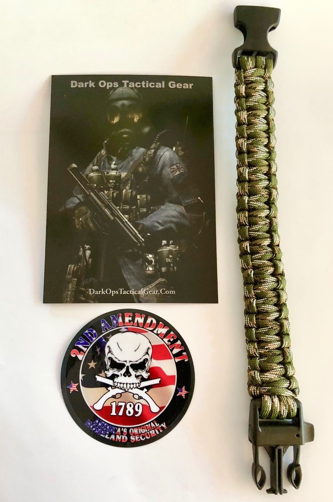 550 Paracord Survival Bracelet + Decal…Dark Ops Tactical Gear…Jungle Camo