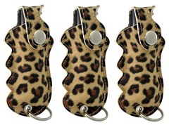 Pepper Defense 3-PACK Pepper Spray Leopard Grip Holster Maximum Strength UV Dye