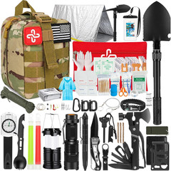 Survival Kit 250 Pieces with First Aid Gear Molle System Bag Emergency Tent for