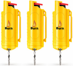 3 Pack Burn Pepper Spray Keychain 0.5 oz Maximum Strength OC Self Defense Yellow