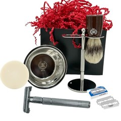 Men Camping Gift Set Outdoor Hiking Shave Razor DE Safety Hair Shaving 10 Blades