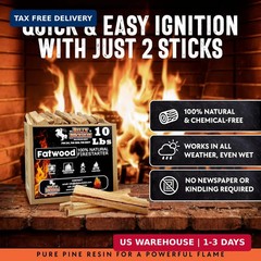 10lb Fatwood Fire Starter Sticks | 100% Natural Fire Starters for Campfires, Fir
